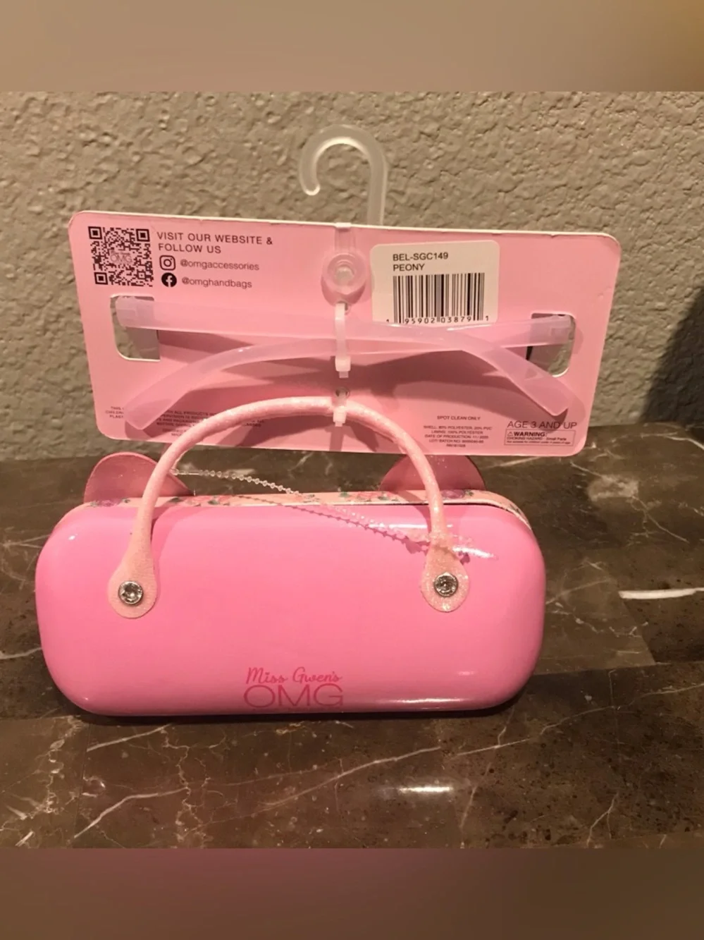 Kids Pink Heart Sunglasses with Floral Cat Hard Case